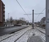 Aarhus Stadtbahn Linie L2 mit Niederflurgelenkwagen 2102-2202nah Nørreport (2021)