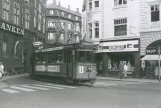 Archivfoto: Aarhus Straßenbahnlinie 1 mit Triebwagen 2 auf Lille Torv (1968)