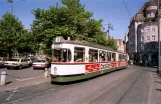 Augsburg Straßenbahnlinie 2 mit Gelenkwagen 529 auf Königsplatz (1989)