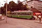 Basel Straßenbahnlinie 4 mit Beiwagen 1468 am Aeschenplatz (1981)