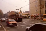 Braunschweig Straßenbahnlinie 4 mit Gelenkwagen 6956 auf Helmstedter Straße (1991)