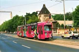 Braunschweig Straßenbahnlinie 4 mit Gelenkwagen 7357nah Helmstedter Str. (Krematorium) (1992)