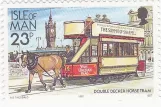 Briefmarke: Douglas, Isle of Man Horse Drawn Trams mit Offen Doppelstockpferdebahnwagen 14 (1992)