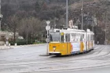 Budapest Straßenbahnlinie 19 mit Gelenkwagen 1400 auf Lánchíd utca (2013)