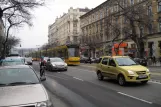 Budapest Straßenbahnlinie 6 mit Niederflurgelenkwagen 2008 auf Szent István körút (2013)