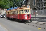 Christchurch Tramway Linie mit Triebwagen 178 vor Christchurch Cathedral (2023)