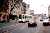 Dortmund Straßenbahnlinie 408 mit Gelenkwagen 152 am Möllerstr. (1996)