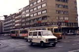 Dortmund Straßenbahnlinie U43 mit Gelenkwagen 27 am Ostentor (1988)