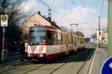 Duisburg Regionallinie 901 mit Gelenkwagen 1026 am Speldorf Bahnhof (2004)