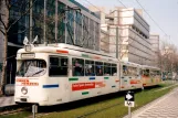 Düsseldorf Straßenbahnlinie 707 mit Gelenkwagen 2408 am Charlotterstraße/Oststraße (1996)