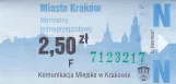 Einzelfahrschein für Miejskie Przedsiębiorstwo Komunikacyjne w Krakowie (MPK Kraków), die Vorderseite (2011)