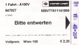 Einzelfahrschein für Wiener Linien, die Vorderseite (2014)