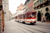 Erfurt Straßenbahnlinie 4 mit Gelenkwagen 475nah Fischmarkt / Rathaus (1998)