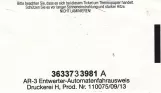 Erwachsenkarte: Bitte beachten Sie, dass es sich bei diesem Ticket um Thermopapier handelt.
(2014)