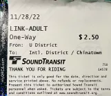 Erwachsenkarte für SoundTransit, die Vorderseite (2022)