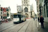 Gent Straßenbahnlinie T4 mit Triebwagen 21 am Korenmarkt (2002)