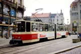 Görlitz Straßenbahnlinie 1 mit Gelenkwagen 14 am Demianiplatz (1993)