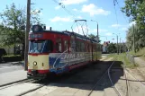 Gorzów Wielkopolski Straßenbahnlinie 2 mit Gelenkwagen 254 am Piaski (2015)