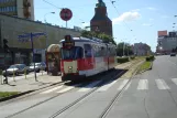 Gorzów Wielkopolski Straßenbahnlinie 2 mit Gelenkwagen 265 am Chrobrego (2015)