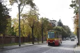 Grudziądz Straßenbahnlinie 1 mit Triebwagen 49 auf Józefa Wybickiego (2009)