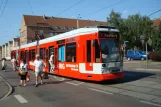 Halle (Saale) Straßenbahnlinie 7 mit Niederflurgelenkwagen 637 am Betriebshof Freiimfelder Straße (2008)