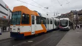 Heidelberg Straßenbahnlinie 22 mit Gelenkwagen 3256 am Bismarckplatz (2019)