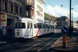 Heidelberg Straßenbahnlinie 23 mit Gelenkwagen 202 am Adenanerplatz (1998)