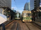 Hiroshima Straßenbahnlinie 7 mit Gelenkwagen 1013 am Kamiyacho-nishi (2023)