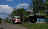 Horliwka Straßenbahnlinie 1 mit Triebwagen 411 am Chaikovska Street (2011)