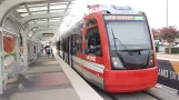 Houston Straßenbahnlinie Grün mit Niederflurgelenkwagen 329 am EaDo/Stadium (2018)