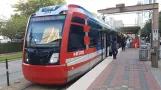 Houston Straßenbahnlinie Rot mit Niederflurgelenkwagen 304 am Memorial Hermann Hospital/Houston Zoo (2018)