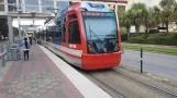 Houston Straßenbahnlinie Rot mit Niederflurgelenkwagen 313 am Memorial Hermann Hospital/Houston Zoo (2018)