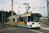 Jena Straßenbahnlinie 1 mit Niederflurgelenkwagen 615 am Zwätzen Schleife (2003)