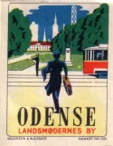 Karton Etikett: Odense Hovedlinie  am Banegården (1938)