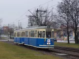 Krakau Straßenbahnlinie 1 mit Triebwagen 127 am Ogród Doświadczeń (2008)