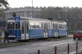 Krakau Straßenbahnlinie 16 mit Gelenkwagen 148 auf plac Centralny Imienia Ronalda Reagana (2011)