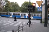 Krakau Straßenbahnlinie 2 mit Gelenkwagen 144 in der Kreuzung Długa/Basztowa (2011)