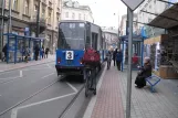 Krakau Straßenbahnlinie 3 mit Triebwagen 361 am Pędzichów (2011)