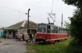 Kramatorsk Straßenbahnlinie 3 mit Triebwagen 0055, die Vorderseite Biłomorśka (2012)