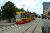 Łódź Zusätzliche Linie 16A mit Triebwagen 3924 am Piotrkowska - pl. Niepodległości (2008)