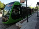 Lund Straßenbahnlinie 1 mit Niederflurgelenkwagen 03 (Blåtand) am Lund C (2022)