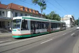 Magdeburg Straßenbahnlinie 2 mit Niederflurgelenkwagen 1346 am Budenbergstr. (2015)