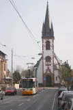 Mainz Straßenbahnlinie 51 mit Niederflurgelenkwagen 210 auf Gonzenheim Kirchplatz (2009)