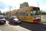 Mannheim Straßenbahnlinie 1 mit Niederflurgelenkwagen 214nah Krappmühlstr. (2009)