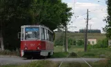 Mariupol Straßenbahnlinie 9 mit Triebwagen 957 auf Zaozerna St (2012)