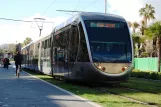 Nizza Straßenbahnlinie 1 mit Niederflurgelenkwagen 028 auf Boulevard Jean Jaurès (2013)