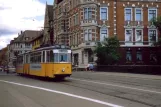 Nordhausen Straßenbahnlinie 1 mit Gelenkwagen 63nah Atrium-Passage (1990)