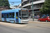 Oslo Straßenbahnlinie 18 mit Niederflurgelenkwagen 159 am Kirkeristen (2022)