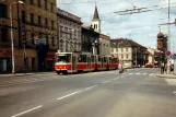 Plzeň Straßenbahnlinie 4 mit Triebwagen 291 auf Klatovská třída (1996)