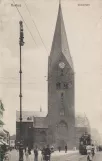 Postkarte: Aarhus Straßenbahnlinie 1 mit Triebwagen 11 auf Store torv (1904)